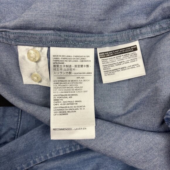 Levis Mens Long-Sleeve Denim Button-Down Shirt Size L Tencel Blend Light Blue - Picture 9 of 13